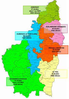 carte des circonscriptions d'Ardèche