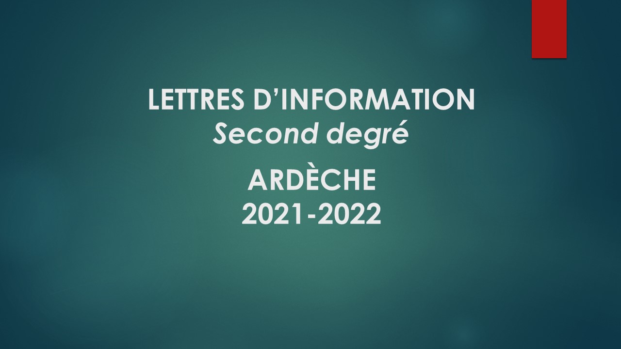 Lettres d'information aux enseignants du second degré - 2021-2022 ...
